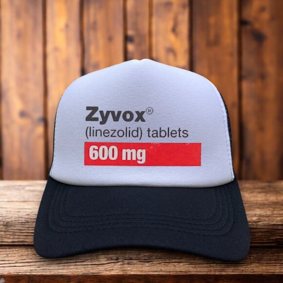Zyvox Linezolid Pharmaceutical Promo Mens Trucker Hat Black Drug Rep Pfizer
